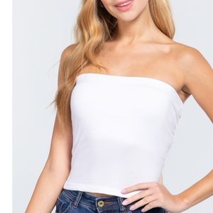 Tube top white cotton elastic stretch